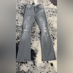 Women's Gray Flare Jeans Distressed Kancan size 3/25